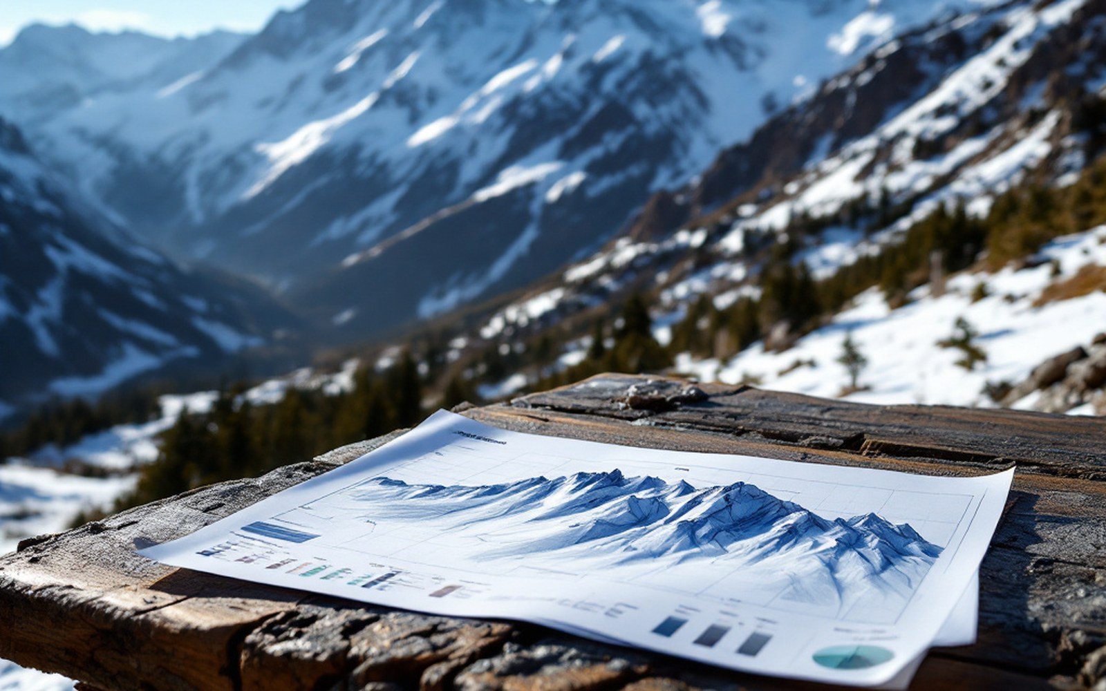 A printed terrain profile chart on a table